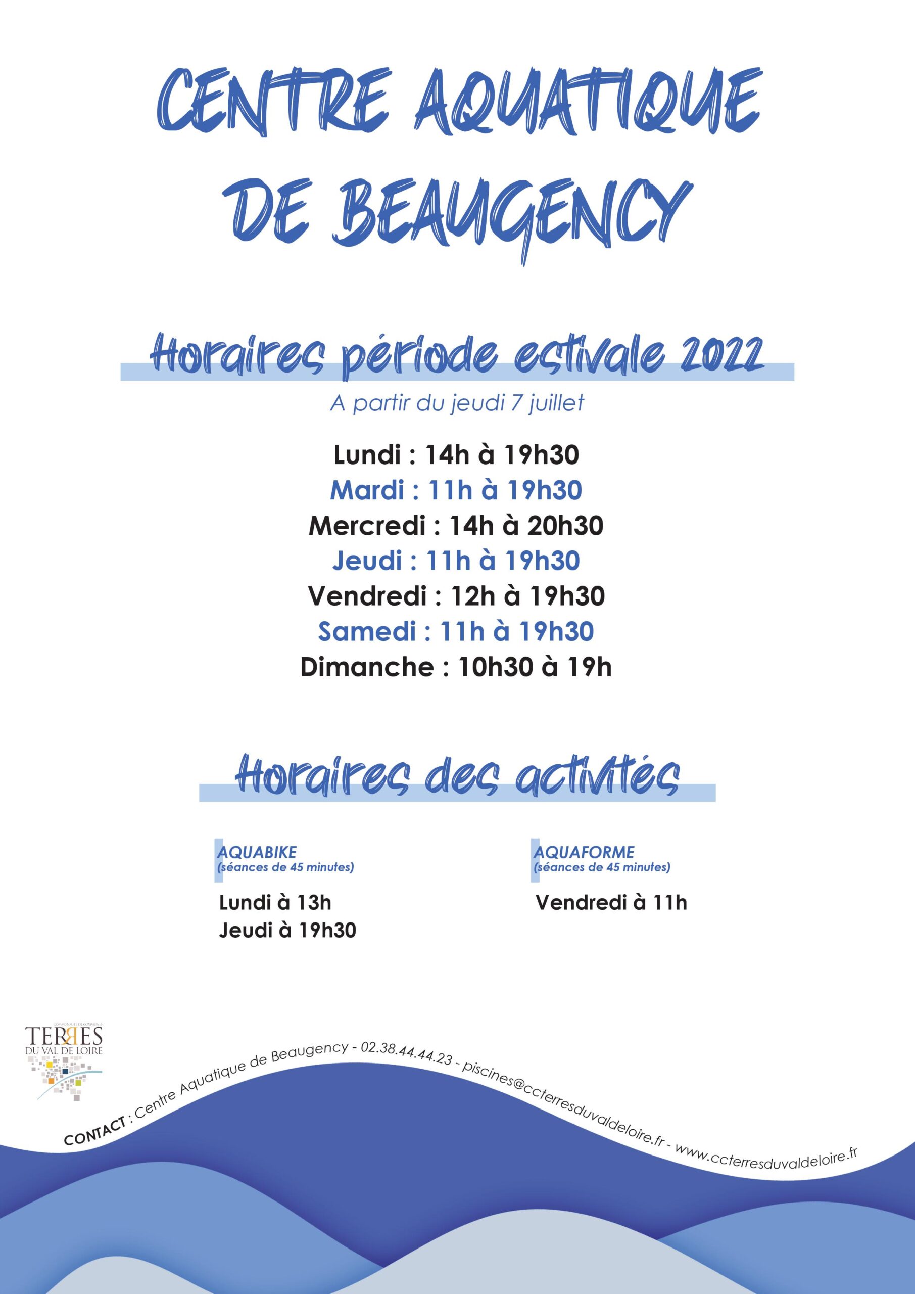 Affiche Horaires Activites Beaugency Periode estivale 2022 scaled